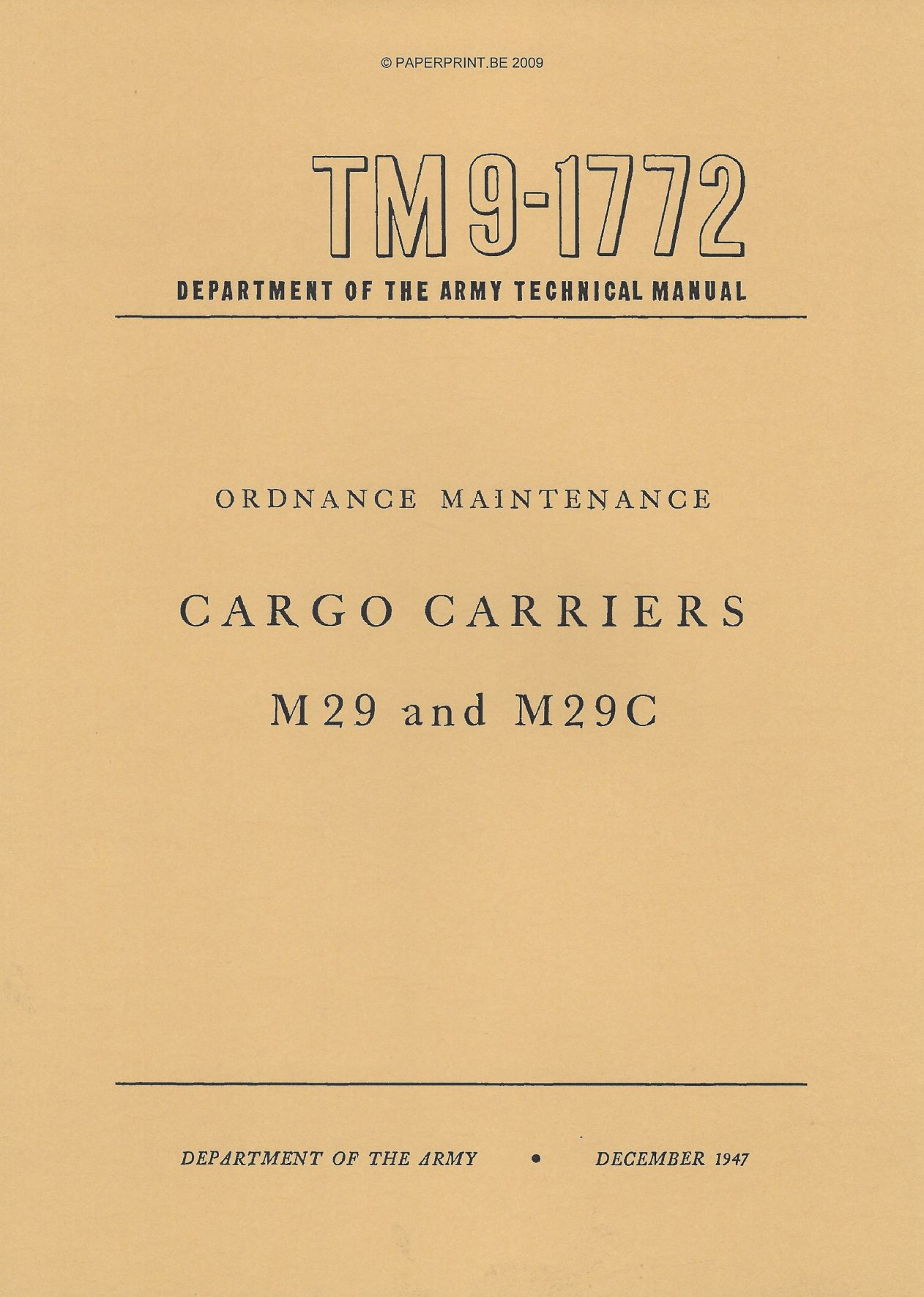 TM 9-1772 US CARGO CARRIERS M29 AND M29C